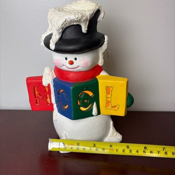 Vintage Ceramic Snowman Lights Up 8” Winter Christmas Decor Lamp Electric - Picture 10 of 11